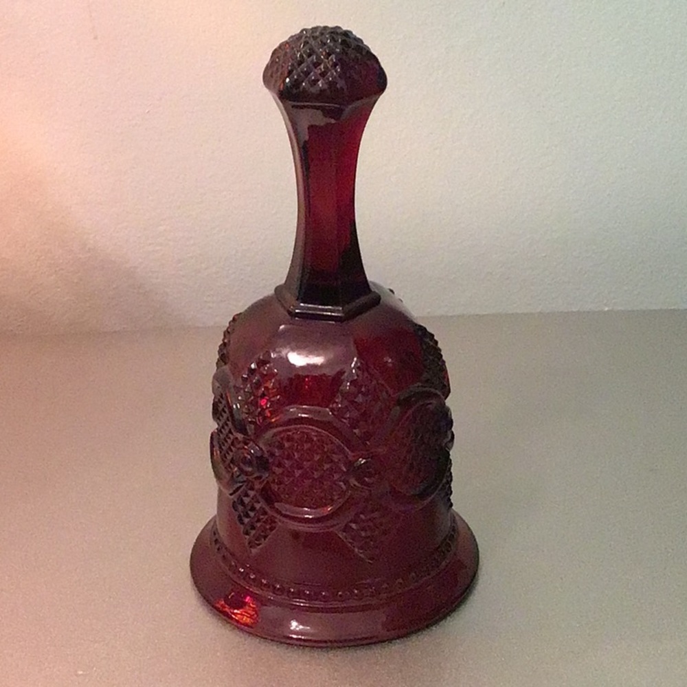 AVON RUBY RED CAPE COD GLASS BELL COLLECTION WITH CLAPPER - Picture 1 of 3